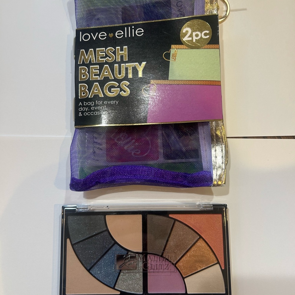 Love Ellie Mesh Beauty Bags and Malibu Glitz Makeup Palette Set